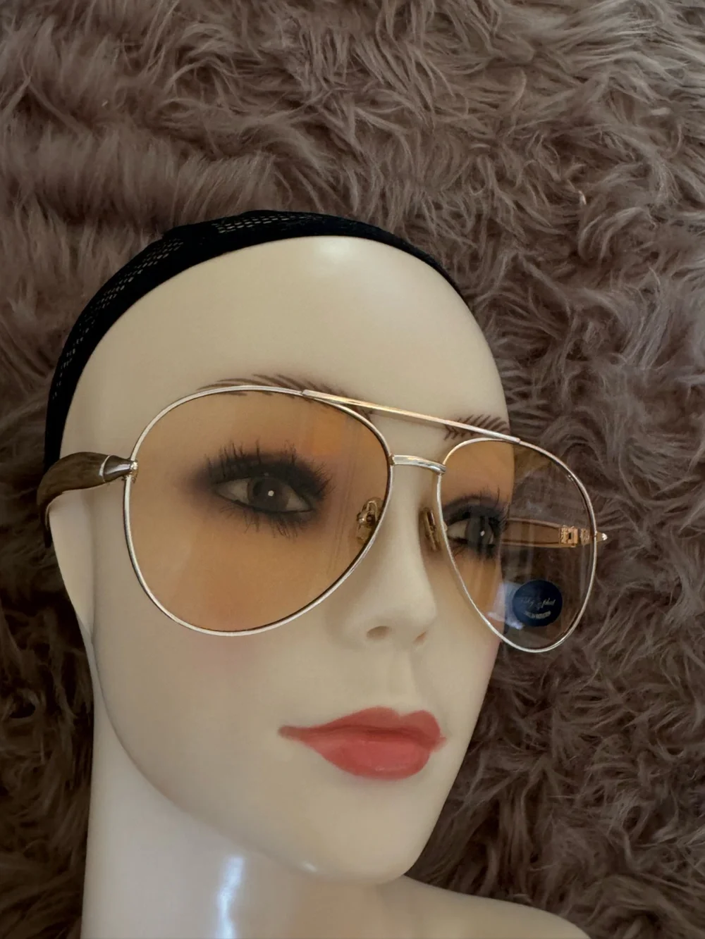 Orange lens sunglasses aviator gold detail baby path